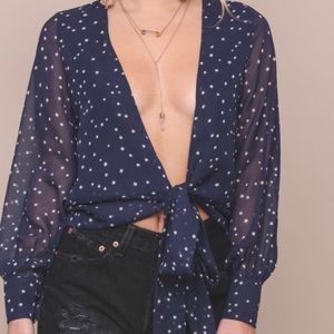 Princess Polly Lioness Stevie Wrap Top Star Print